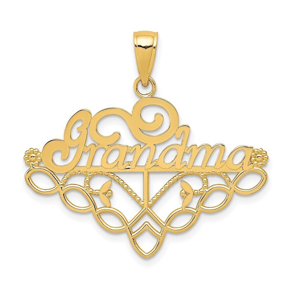 Million Charms 14k Yellow Gold GRANDMA Birthstone Charm Holder Pendant